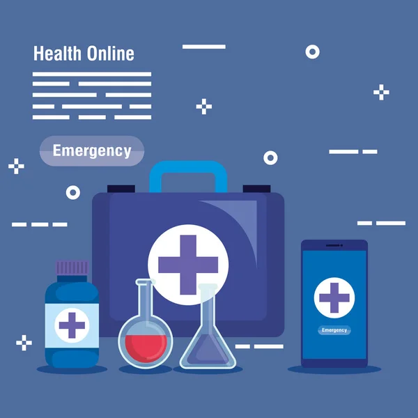 Equipamento médico de saúde para consulta on-line —  Vetores de Stock