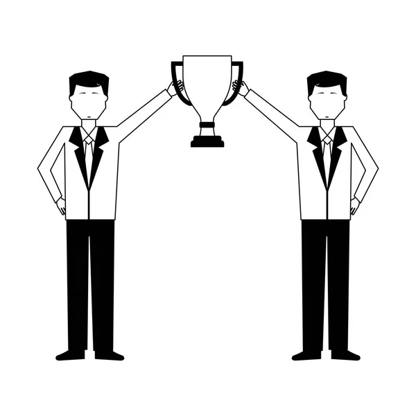 Businessmen with trophy cup avatar character — Stock Vector