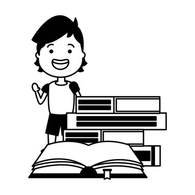 Açık kitap ikonuna sahip genç adam
