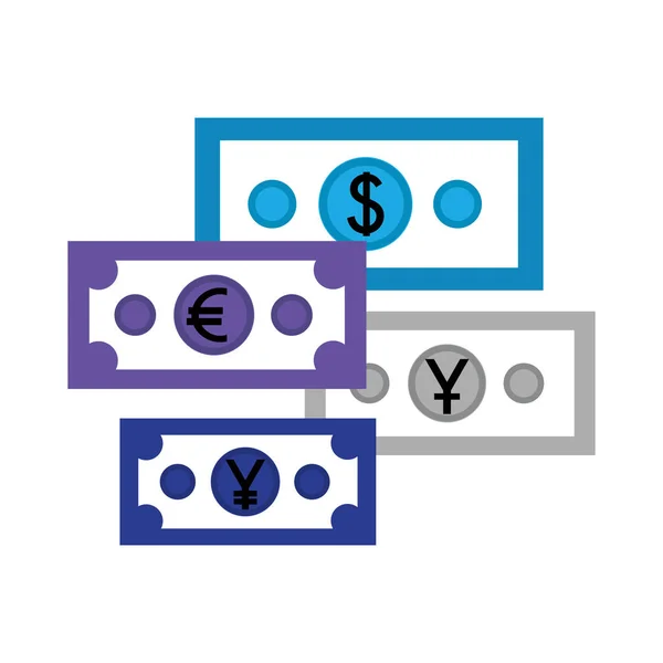 Wirtschaft Banknote Dollar Euro Yen Geld — Stockvektor