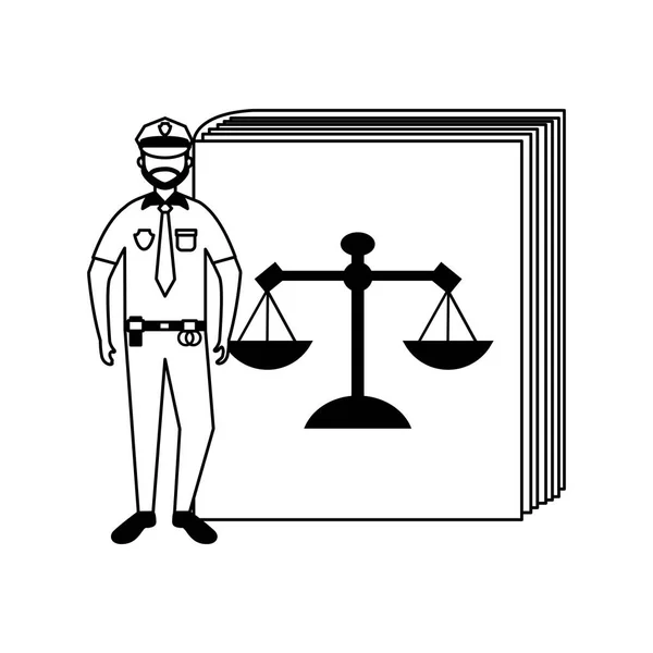 Libro equilibrio derecho policía — Vector de stock