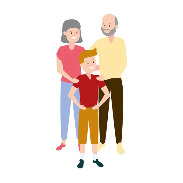 Großeltern und Enkel — Stockvektor