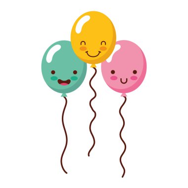 doğum günü kawaii karikatür balonlar parti