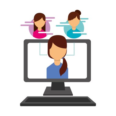 kadın ekranda bilgisayar insanları sosyal medya