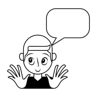 konuşma balonu avatar karakter ile genç adam