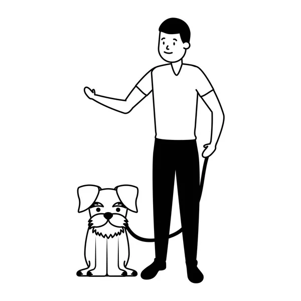 Человек со своей собакой — стоковый вектор