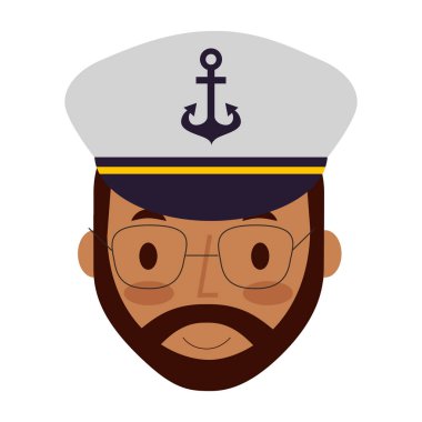 kaptan denizci yüz karikatür portre
