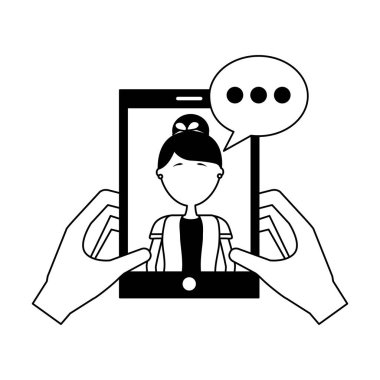 akıllı telefon kadın konuşma kabarcık iletişim