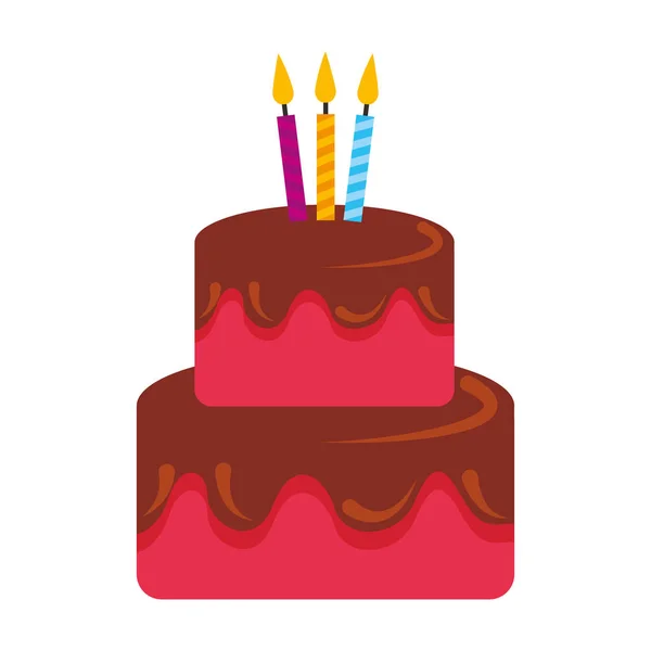 Gâteau d'anniversaire nourriture sucrée avec des bougies — Image vectorielle