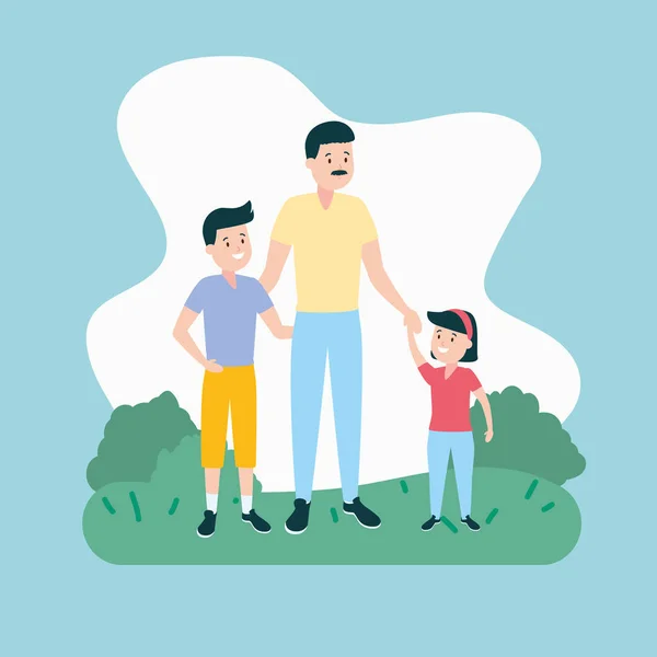 Πατέρα με τον γιο και την κόρη — Διανυσματικό Αρχείο