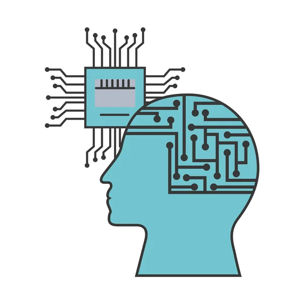 Circuito de placa-mãe de perfil humano de inteligência artificial — Vetor de Stock