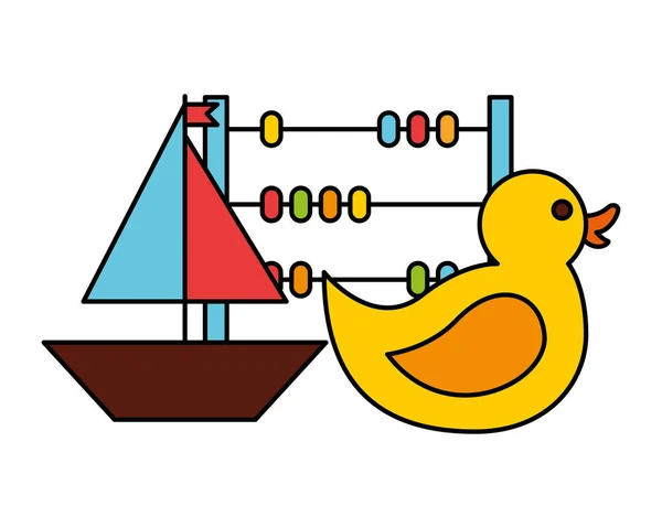 Rubber Duck Boat Abacus Kid speelgoed — Stockvector