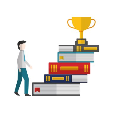 işadamı üstüne kitap kupa merdiventırmanıyor