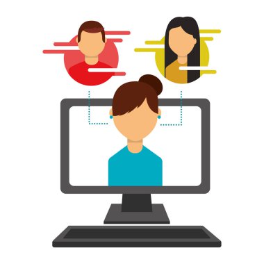 kadın ekranda bilgisayar insanları sosyal medya