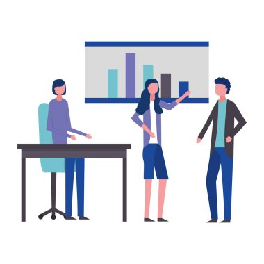 sunum raporu ile iş adamı ve kadın ofisi