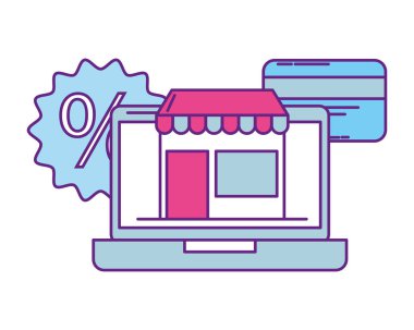 Set simgeleri ile dizüstü bilgisayar