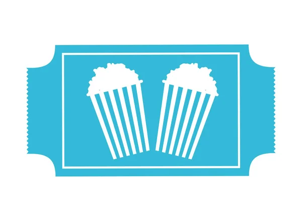Blaue Kinokarte Popcorn-Film — Stockvektor