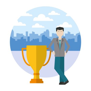 cityscape kupa kupası ile işadamı