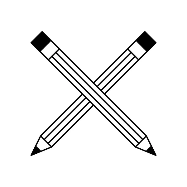 Lápices de madera cruzados herramienta de creatividad — Archivo Imágenes Vectoriales