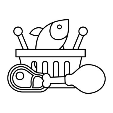 alışveriş sepeti balık et tavuk süpermarket