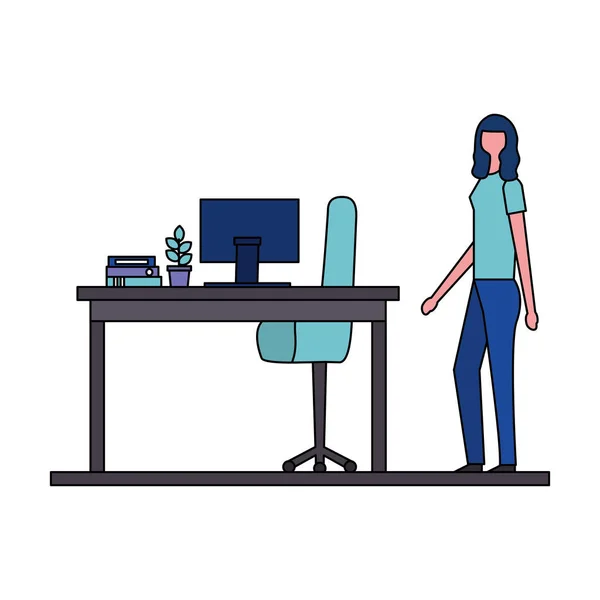 Femme travaillant dans le bureau — Image vectorielle