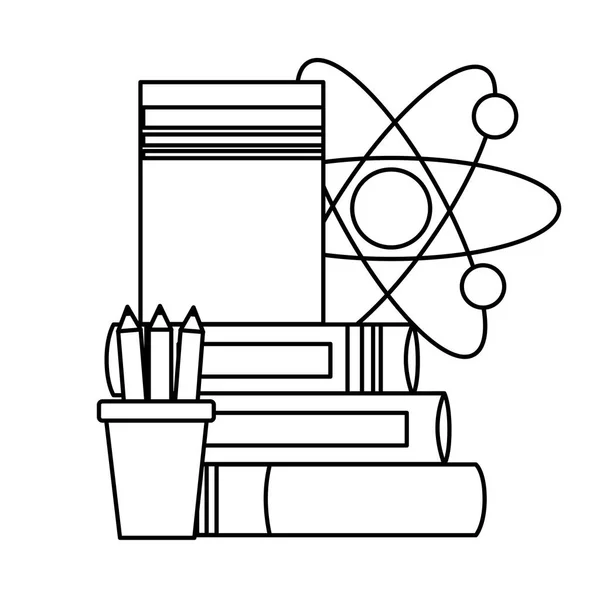 Escola ciência livros molécula — Vetor de Stock