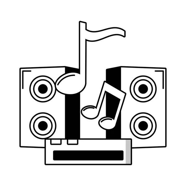 Звуковое оборудование с иконкой музыкальных нот — стоковый вектор