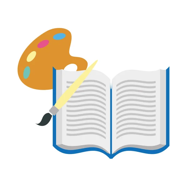 Open book with brush isolated icon — Stock Vector