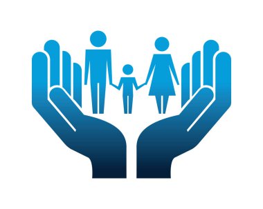 Eller izole aile siluet simgesi