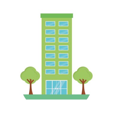 ağaçlar bitkiler izole simgesi ile bina yapısı