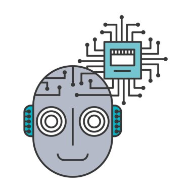 mikroçip izole simgesi ile robot humanoid başkanı