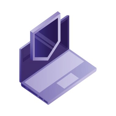 kalkan izometrik simge ile dizüstü bilgisayar