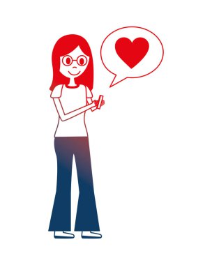 smartphone ve konuşma balonu olan kadın