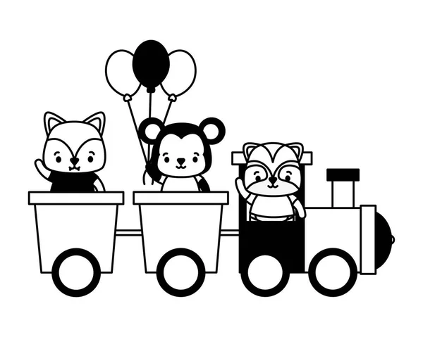 Cute animal train toys — Stock Vector