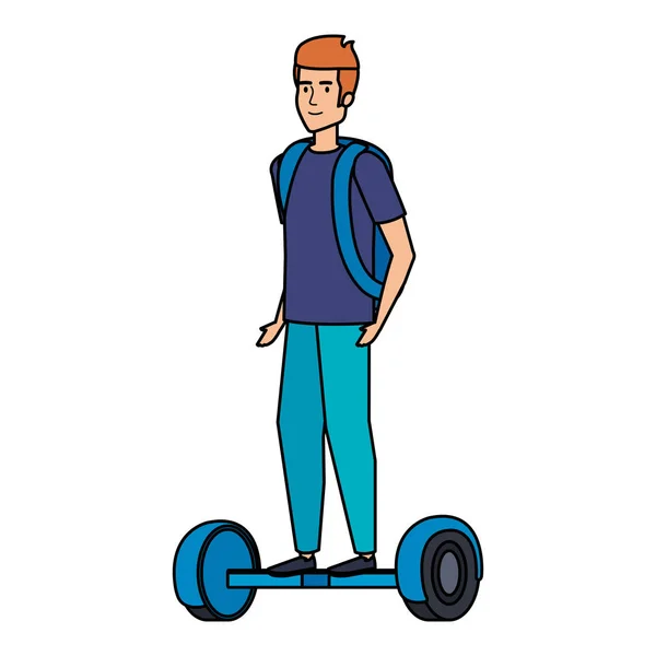 Młody człowiek w hoverboard elektryczne — Wektor stockowy