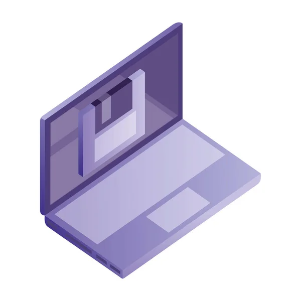 Rete di dati di backup floppy computer portatile — Vettoriale Stock