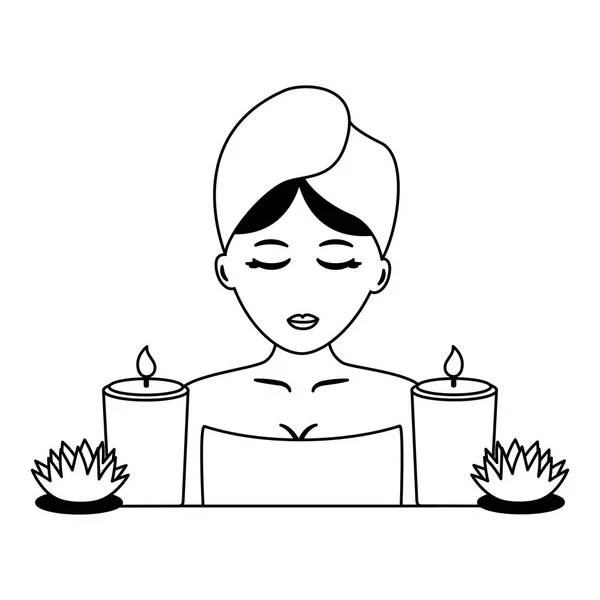 Mujer con toalla spa — Vector de stock