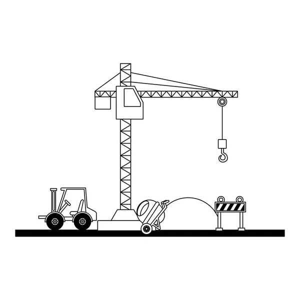 Costruzione miscelatore mattoni carrello elevatore — Vettoriale Stock