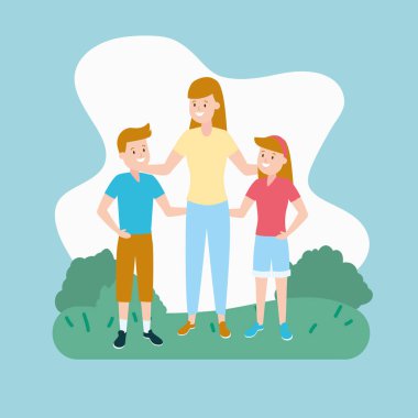 Anne ve oğlu ve kızı.