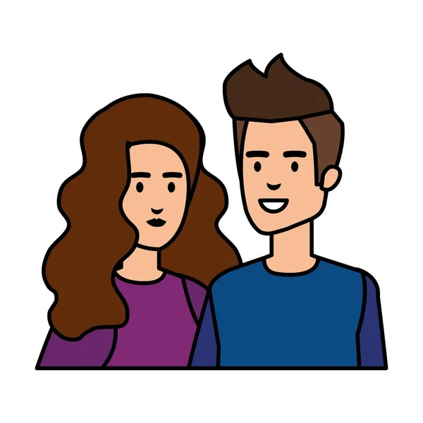 Jeune couple avatars personnages — Image vectorielle