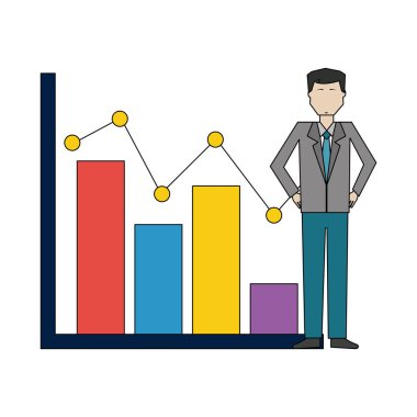 grafik istatistik avatar karakter ile işadamı