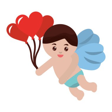 balonlar kalp kutlama valentine ile sevimli cupid