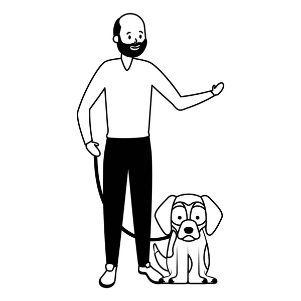 Hombre con su perro — Archivo Imágenes Vectoriales