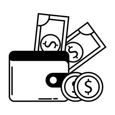 İzole edilmiş para simgesi olan cüzdan