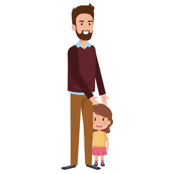 Padre con personajes de hija — Vector de stock