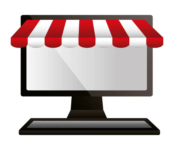 Achats en ligne marché informatique commerce — Image vectorielle