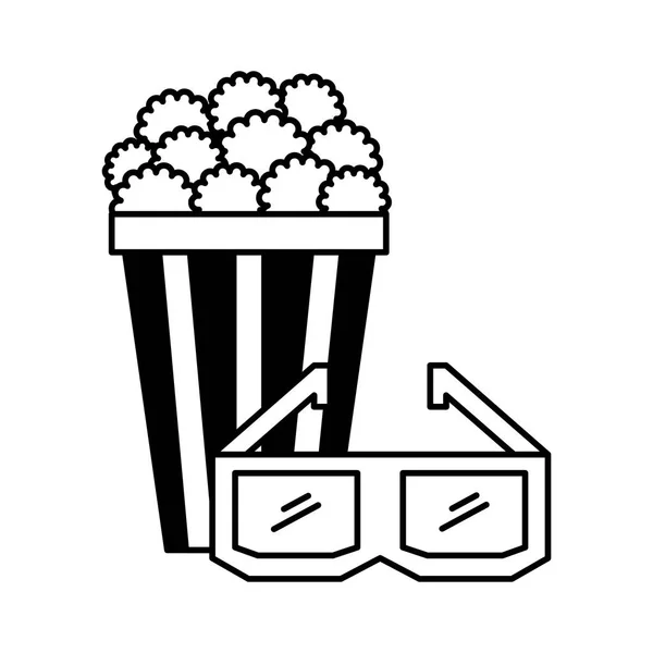 Palomitas de maíz y gafas 3d película de cine — Archivo Imágenes Vectoriales