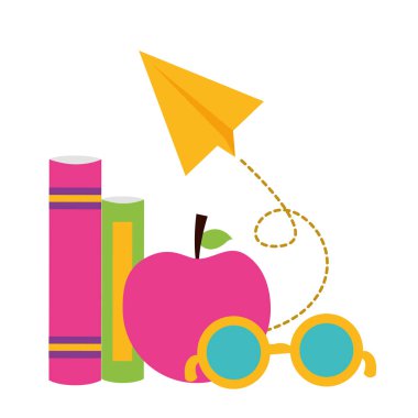 elma kitap kağıt uçak okul malzemeleri