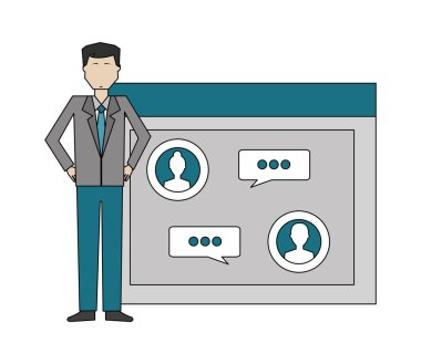 web sayfası izole simgesi ile işadamı