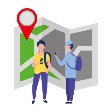 akıllı telefon gps navigasyon konumunu kullanarak iki genç adam